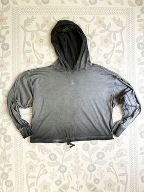 DKNY Sport Gray Ombre Cropped Hoodie Long Sleeve Top Sz S/P